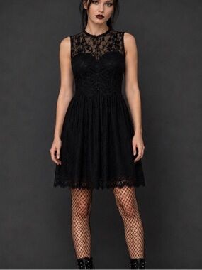 Altar’d  State Black Goth Lace Dress Dark Romance Sz Med